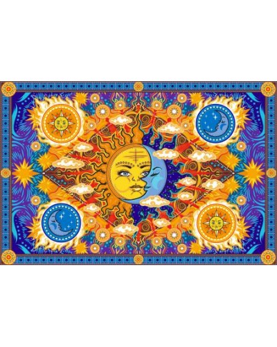 Firey Sun and Moon Cotton Bedspread