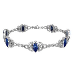 Celtic Trinity Knot Link Bracelet with Azurite Gemstones