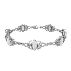 Celtic Trinity Knot Link Bracelet with Mother of Pearl Gemstones