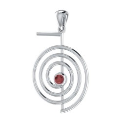 Cho Ku Ray Reiki Silver Pendant with Garnet Gem