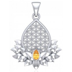 Lotus Flower of Life Citrine Pendant