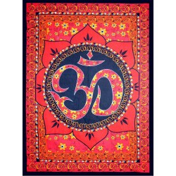 Red Om Lotus Tapestry