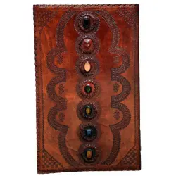 7 Chakra Stones XLarge Leather Blank Journal - 22 Inches