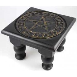 Pentacle Carved Wood Altar Table